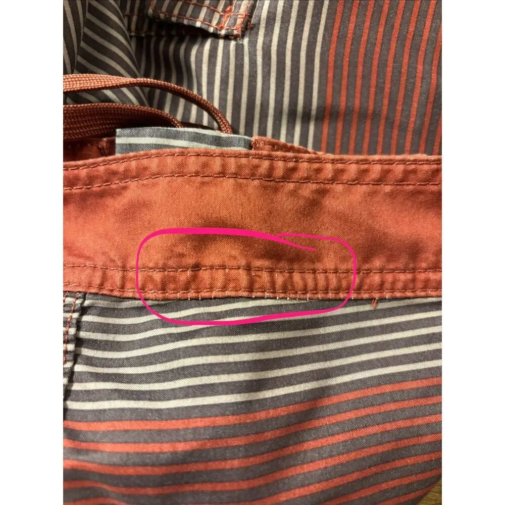 RVCA Board Shorts Mens 36 Red beige Brown Striped Surf Swim Trunks Stretch 20”
